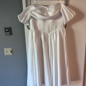 Off the shoulder midi corset dress